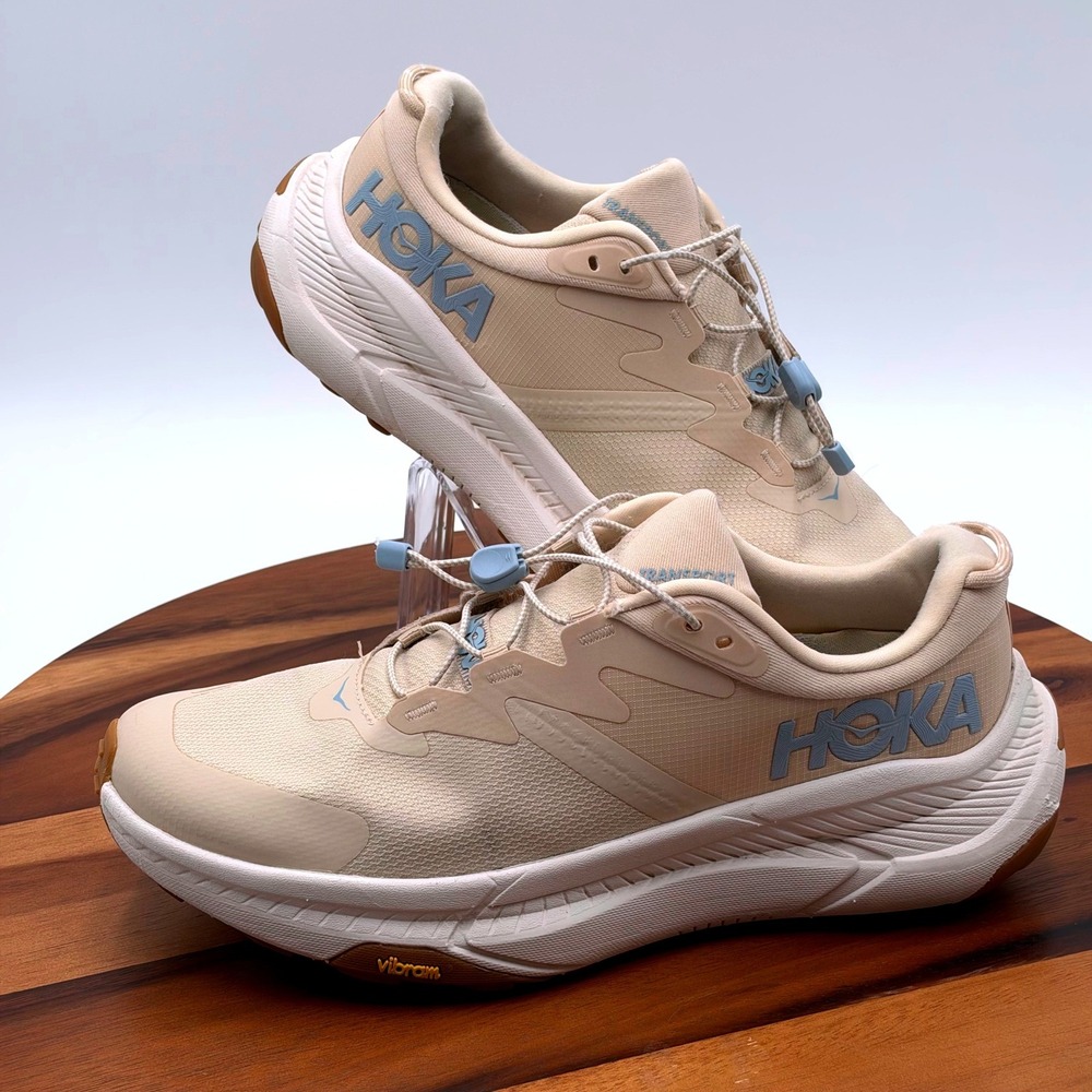 Hoka Transport Eggnog Light Blue Women 10 Sneakers 1123154 OKLB Vibram Cordura